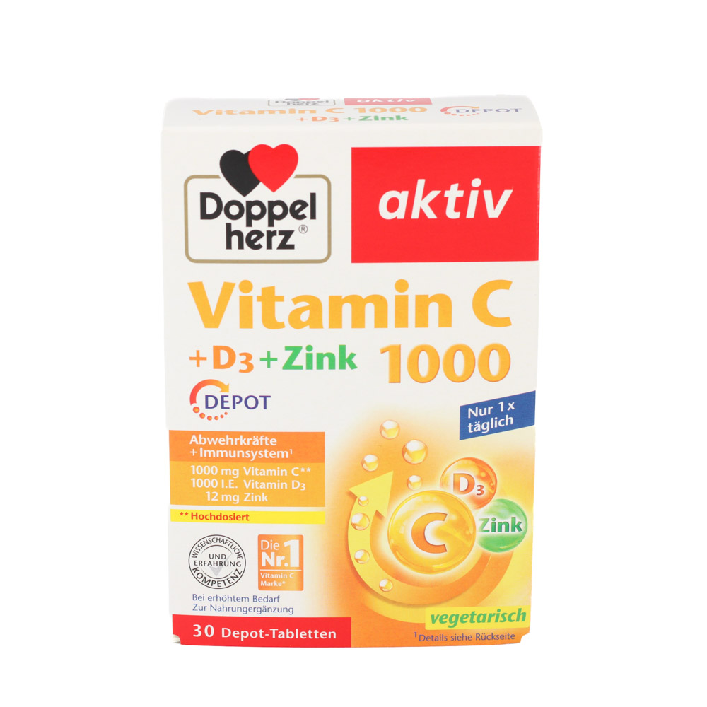 DOPPELHERZ Vitamin C 1000+D3+Zink Depot Tabletten