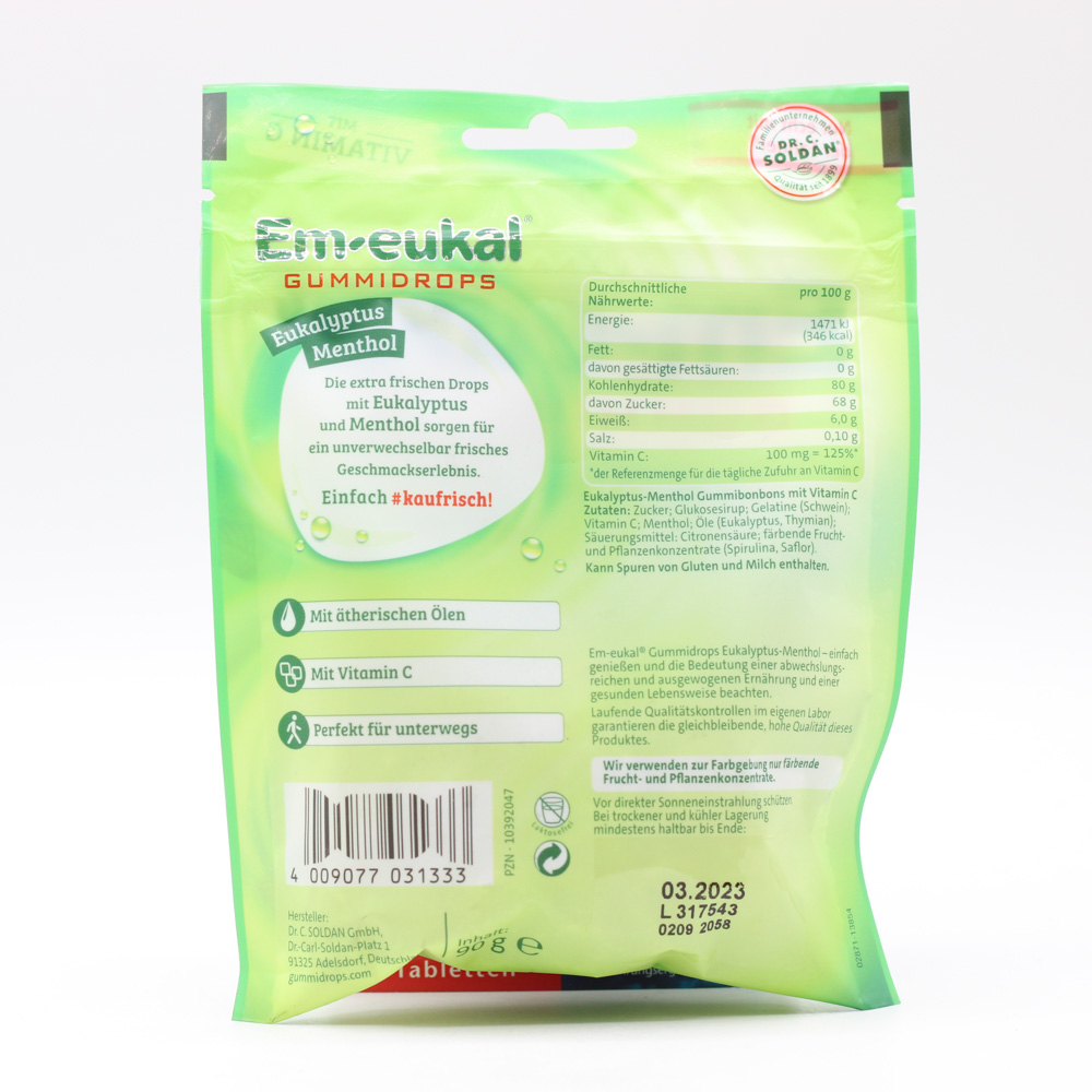 EM-EUKAL Gummidrops Eukalyptus-Menthol zuckerhalt.