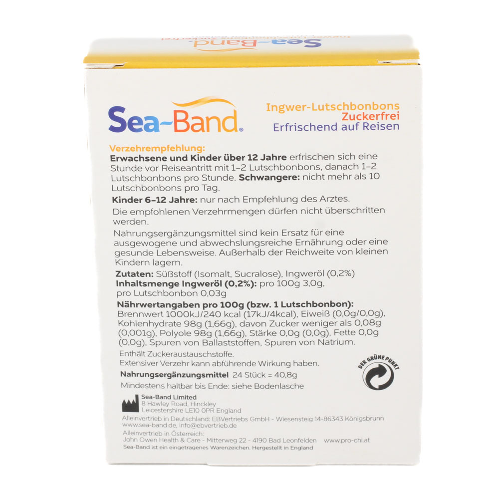 SEA-BAND Ingwer-Lutschbonbons zuckerfrei