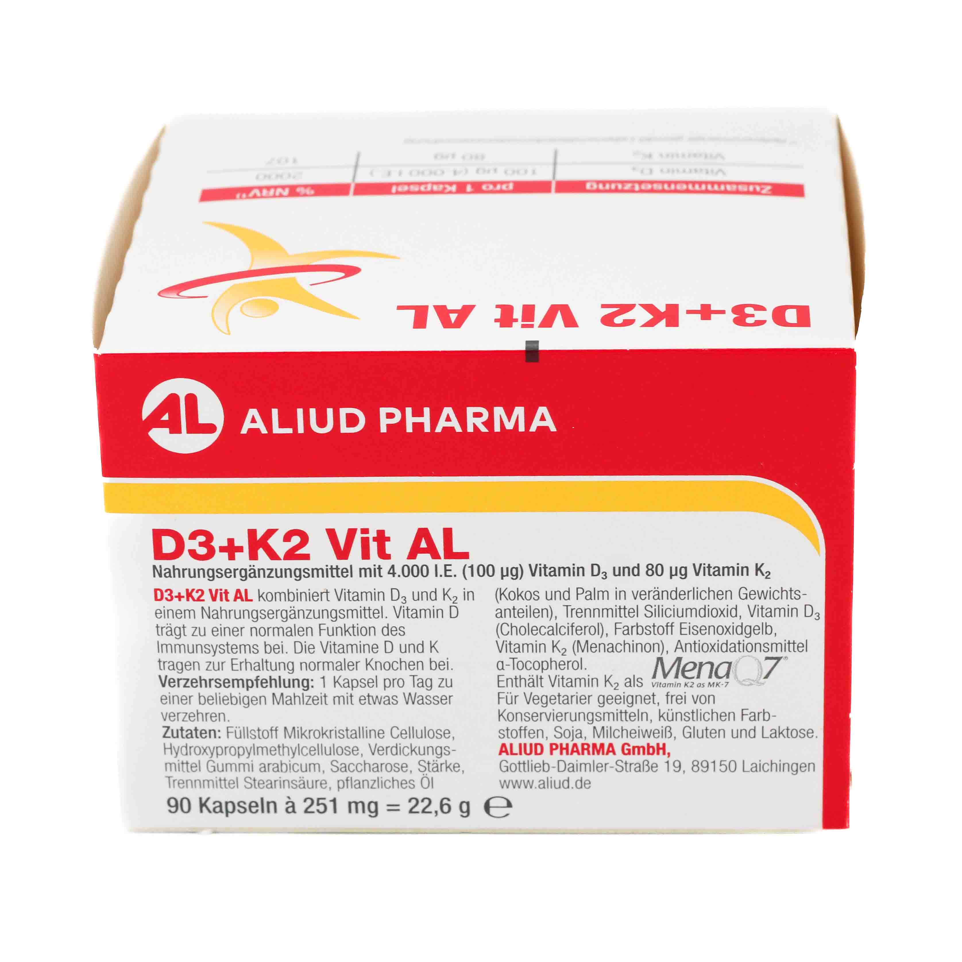 D3 + K2  Vit AL 4000 I.E. / 80 µg Kapseln: ein starkes Duo für die Knochen