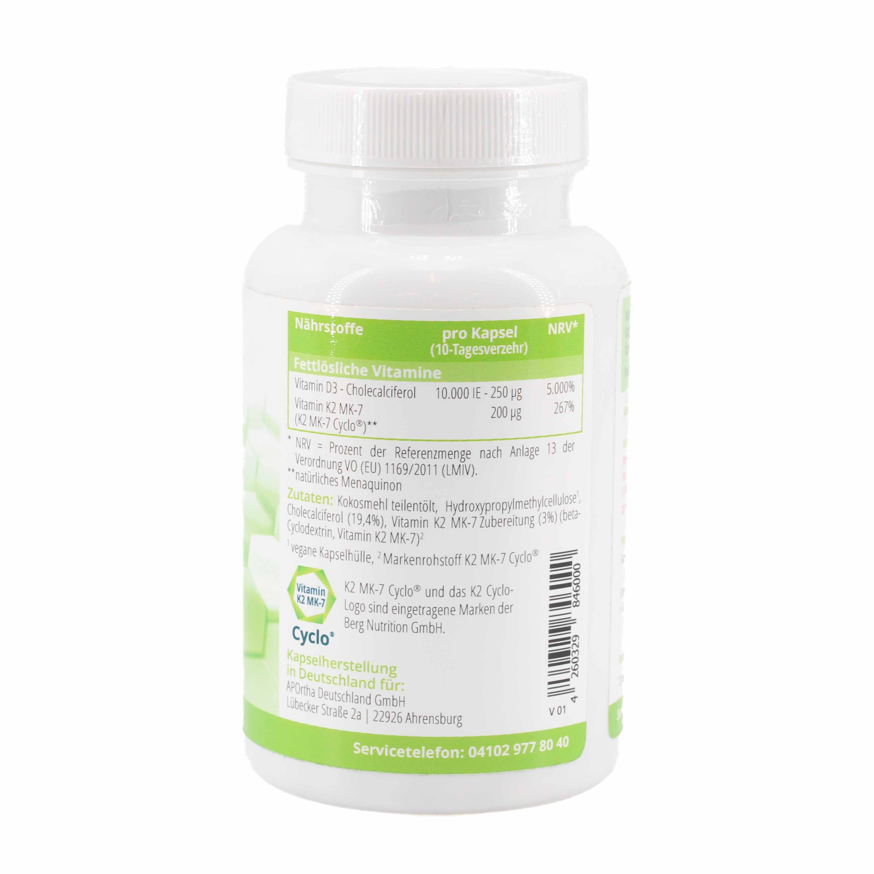 APORTHA D3 10.000 I.E.+K2 MK-7 Cyclo 200 μg vegan