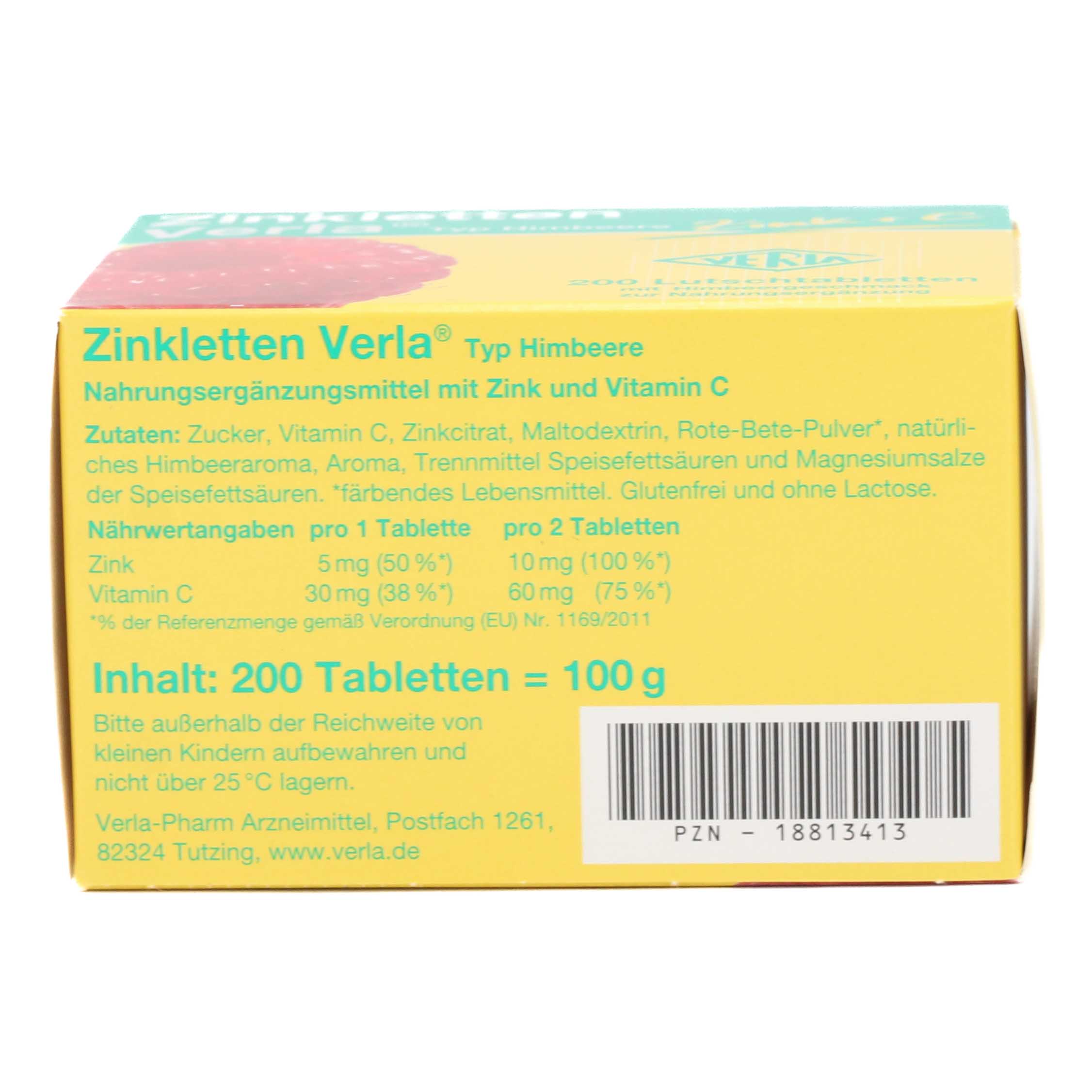 ZINKLETTEN Verla Himbeere Lutschtabletten