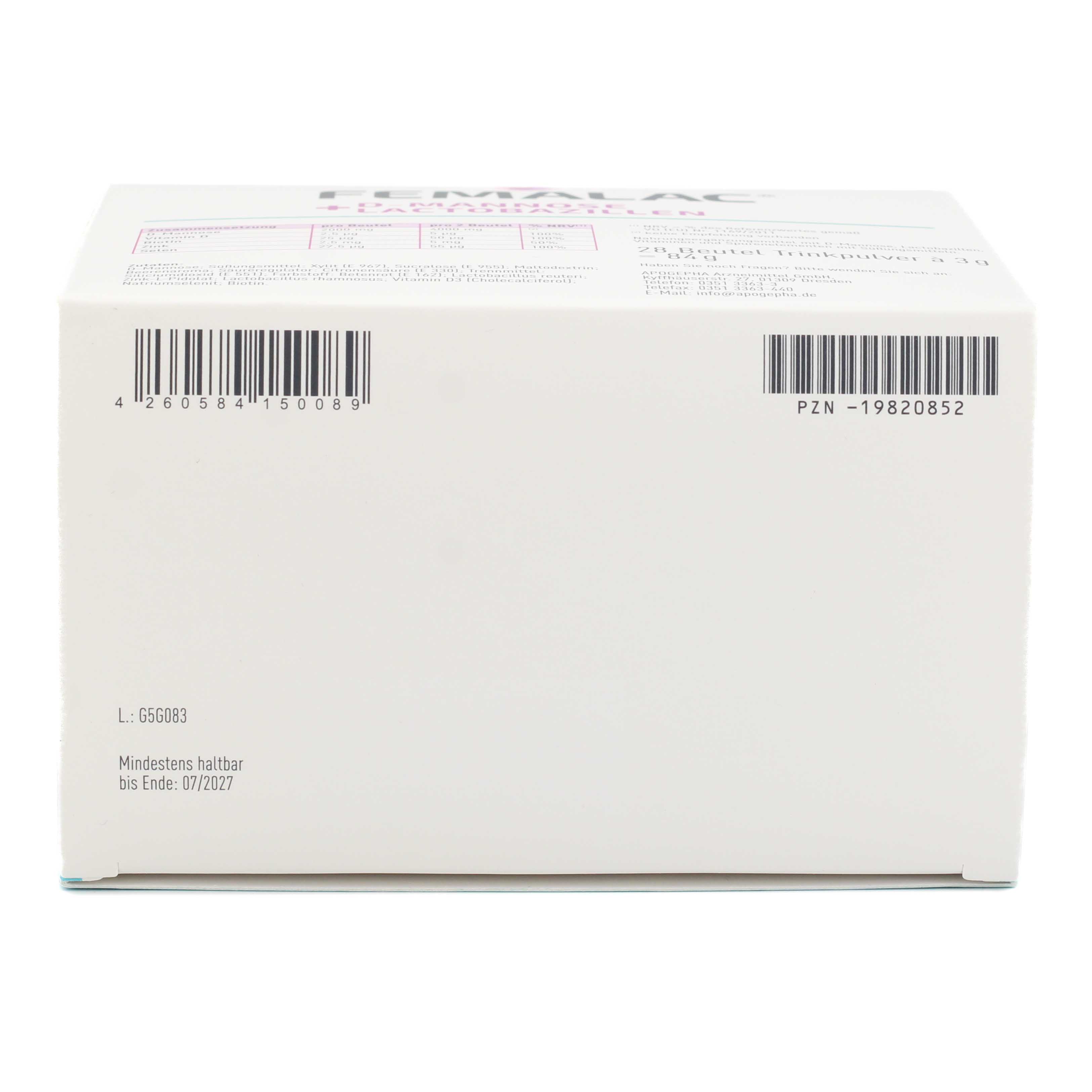 FEMALAC D-Mannose+Lactobazillen Plv.z.H.e.L.z.E.