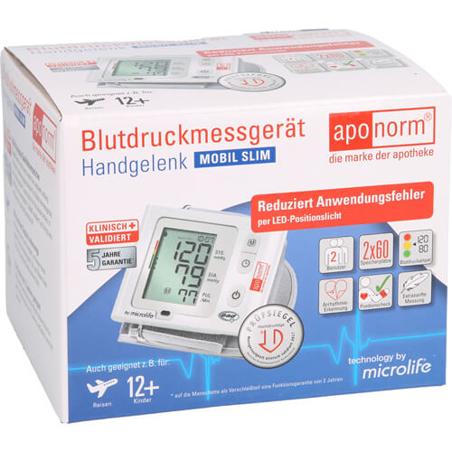 APONORM Blutdruckmessgerät Mobil Slim Handgelenk