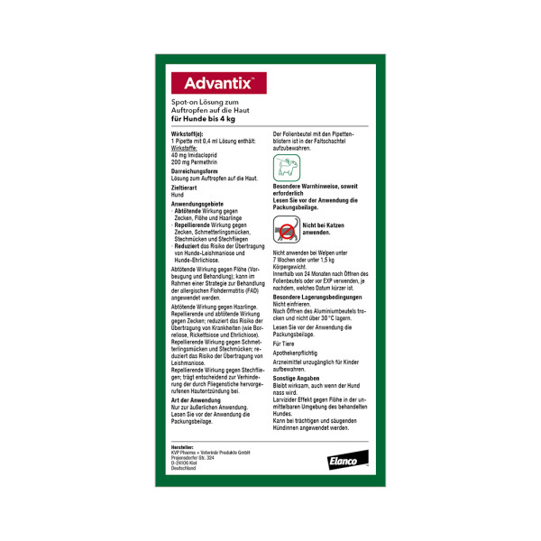 ADVANTIX Spot-on Lsg.z.Auftr.a.d.H.f.Hund bis 4 kg