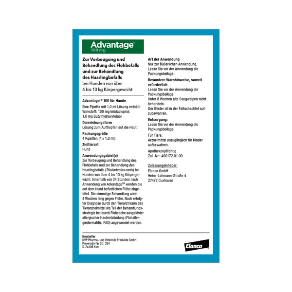 ADVANTAGE 100 Lösung f.Hunde 4-10 kg