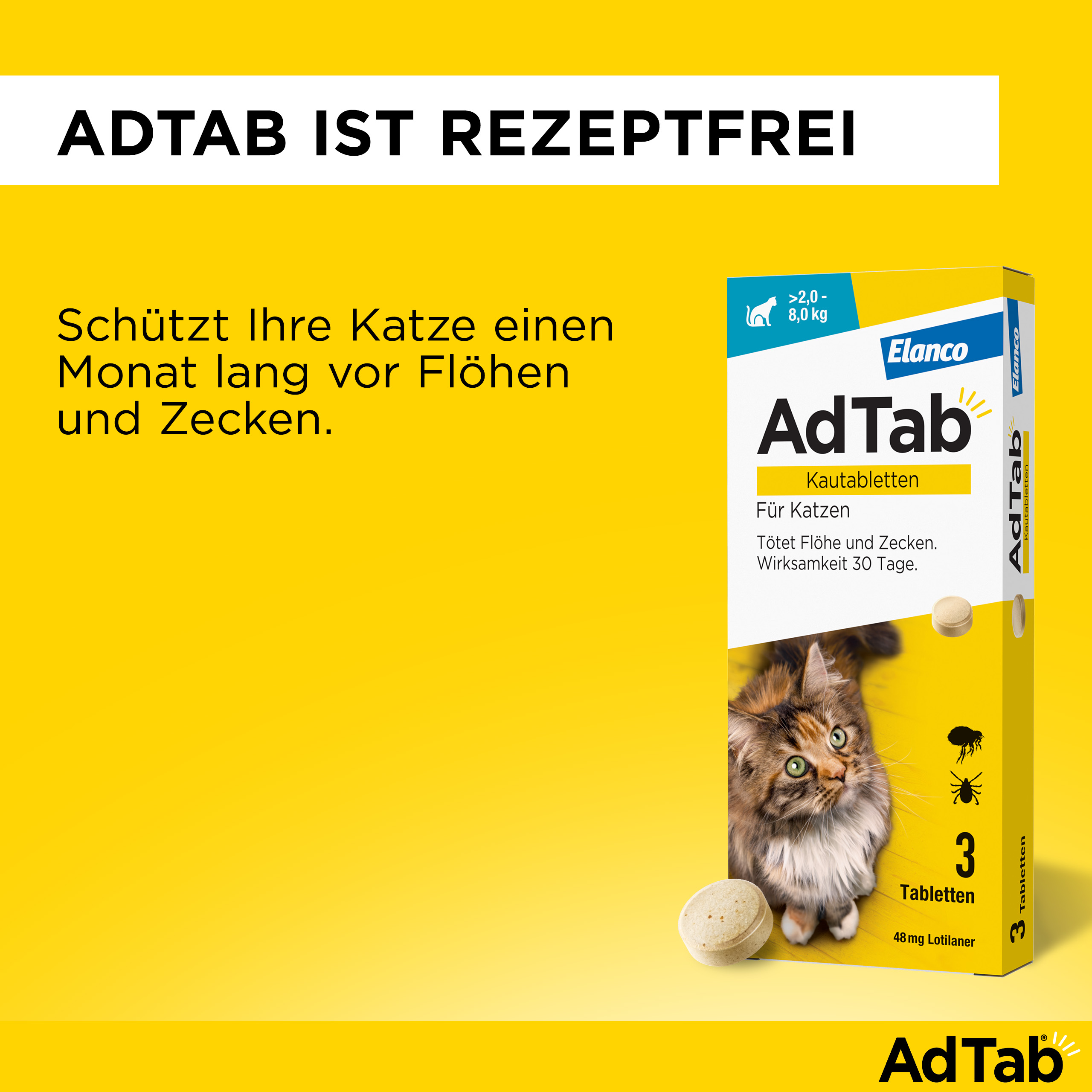 ADTAB 48 mg Kautabletten für Katzen >2-8 kg
