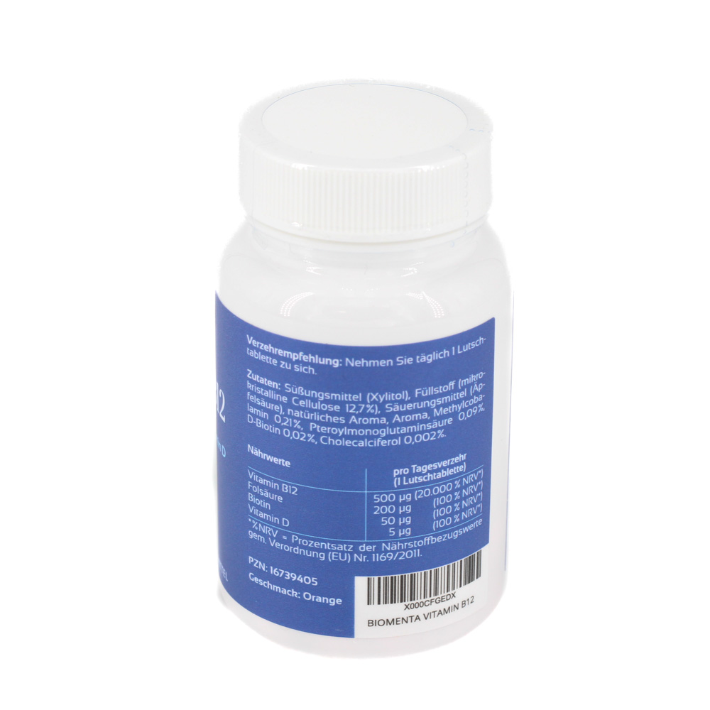 BIOMENTA Vitamin B12 500μg+D3+Biotin+Folsäure Lut.
