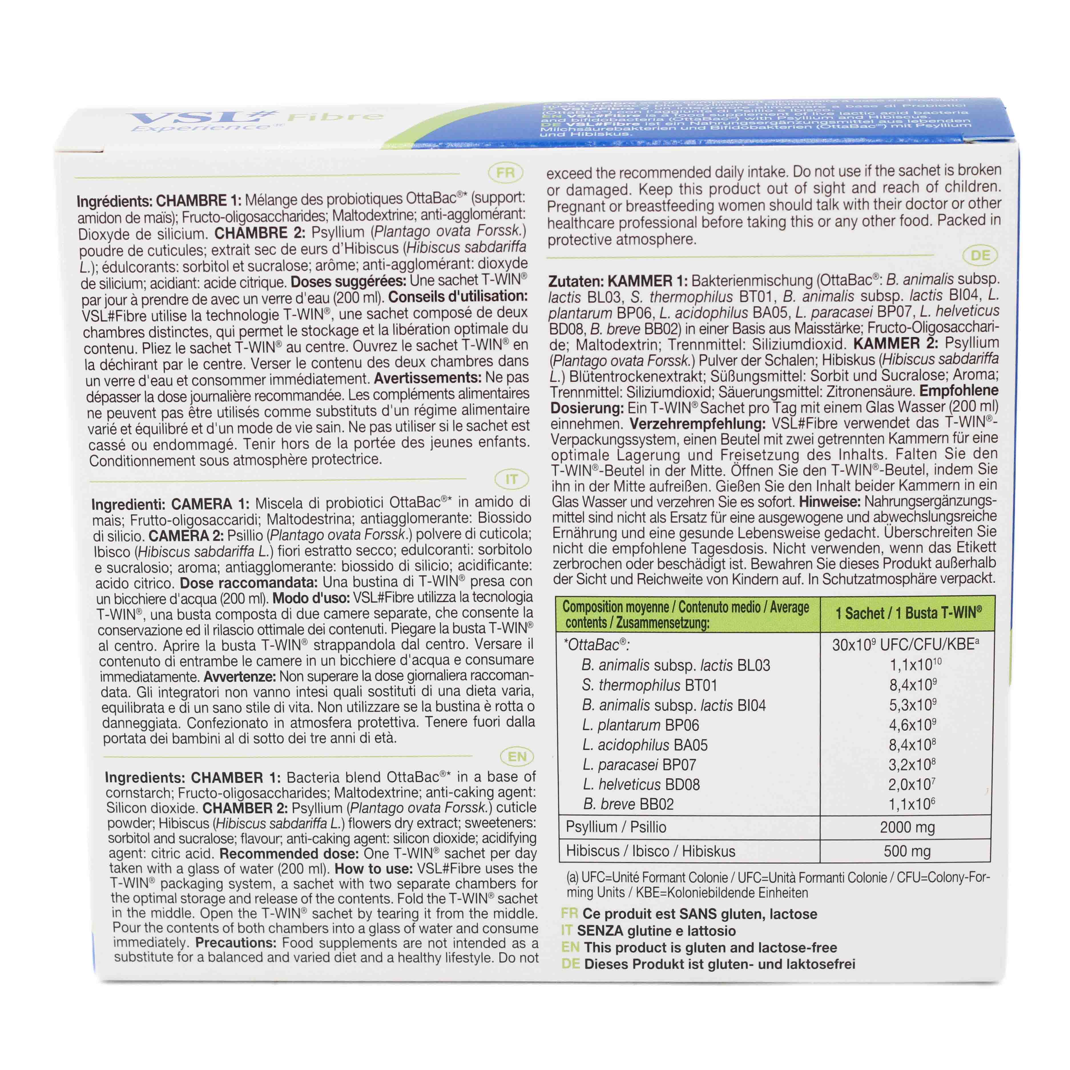 VSL Fibre hochdos.Bakterien m.Psyllium+Hibiskus