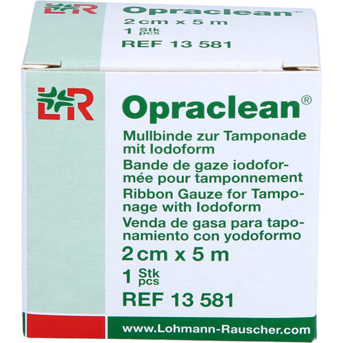 OPRACLEAN Mullbinde z.Tampon.m.Jodoform 2 cmx5 m