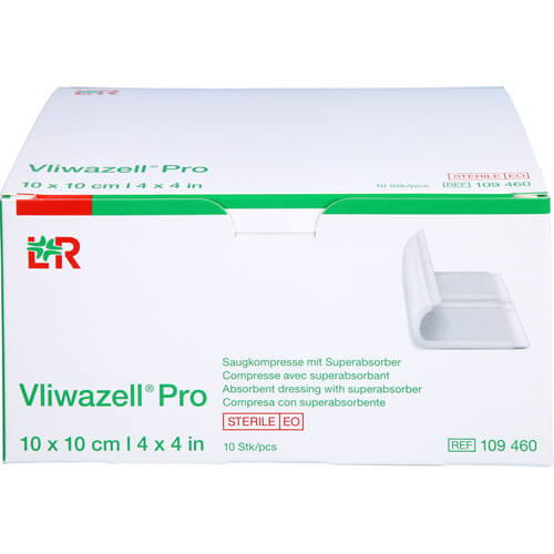 VLIWAZELL Pro superabsorb.Kompr.steril 10x10 cm