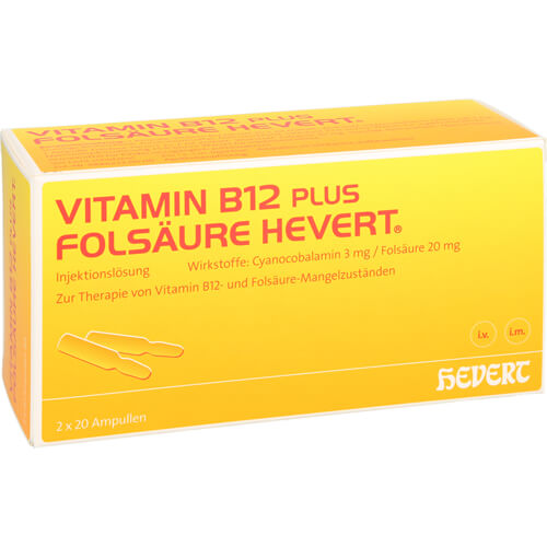 VITAMIN B12 PLUS Folsäure Hevert a 2 ml Ampullen